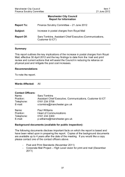Increase in postal charges from Royal Mail report to the Finance