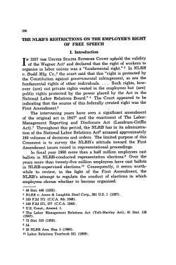 NLRB`s Restrictions on the Employer`s Right of Free Speech, The