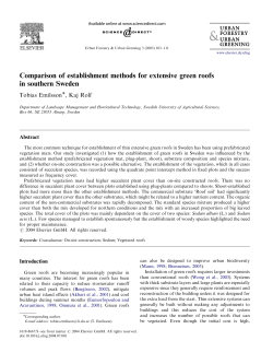 Comparison of Establishment Methods for Extensive Green Roofs in