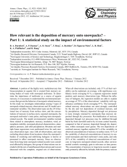 How relevant is the deposition of mercury onto snowpacks? &ndash; Part 1