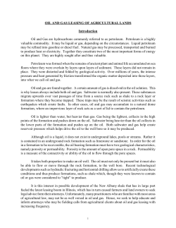 OIL AND GAS LEASING OF AGRICULTURAL LANDS Introduction