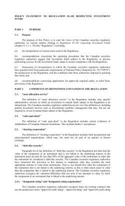 Policy Statement to Regulation 81