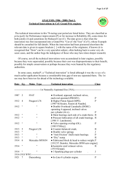 ANALYSIS, 1906 - 2000: Part 1. Technical Innovations in CoY Grand