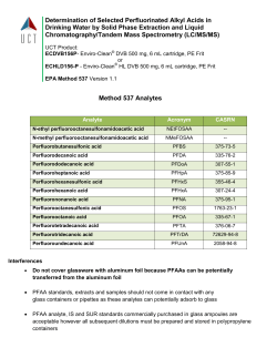 Determination of Selected Perfluorinated Alkyl Acids in Drinking