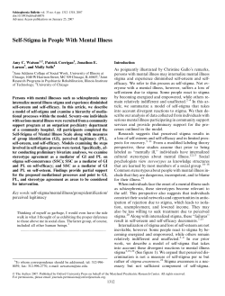 Self-Stigma in People With Mental Illness