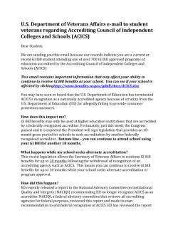 US Department of Veterans Affairs e-mail to student