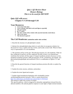 Quiz 1 Q2 Review Sheet Honors Biology This is to be used for