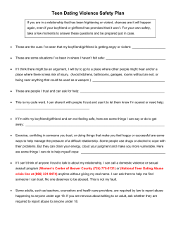 Teen Dating Violence Safety Plan - Women`s Center of Beaver County