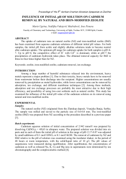 INFLUENCE OF INITIAL pH OF SOLUTION ON CADMIUM