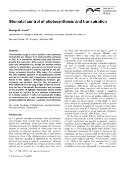 Stomatal control of photosynthesis and transpiration