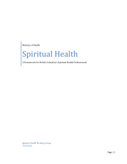 Spiritual Health: A Framework for British Columbia`s Spiritual Health