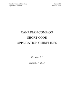 Canadian Common Short Code Application Guidelines