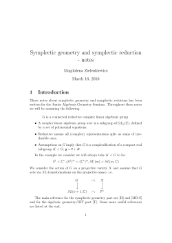 Symplectic geometry and symplectic reduction