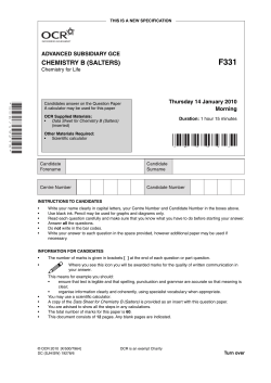 Question paper - Unit F331 - Chemistry for life