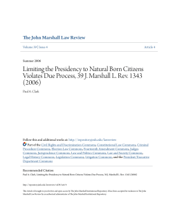 Limiting the Presidency to Natural Born Citizens Violates Due