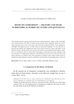Motif of coMparison &mdash; oratory and Music in rhetorical works of