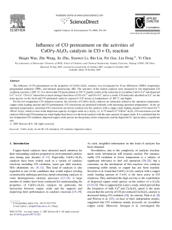 Influence of CO pretreatment on the activities of CuO/g