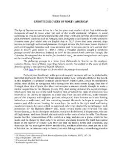 Cabot`s Discovery of North America