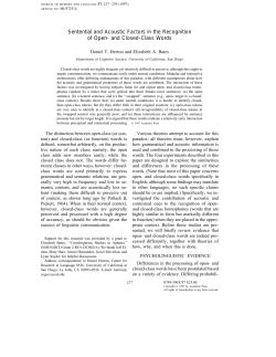 Sentential and Acoustic Factors in the Recognition of Open