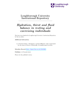 Hydration, thirst and uid balance in resting and exercising individuals