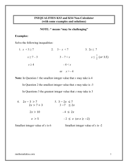 INEQUALITIES KS3 and KS4 Non-Calculator (with some examples