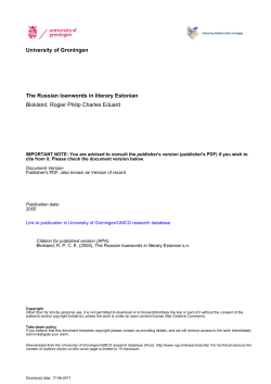 The Russian loanwords in literary Estonian Blokland, Rogier Philip