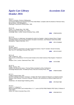 Squire Law Library Accessions List October 2016