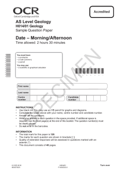Unit H014/01 - AS Geology - Sample assessment material