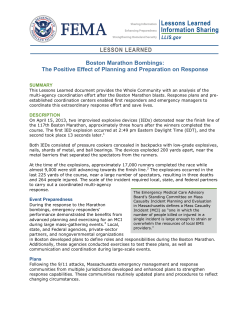 Boston Marathon Bombings: The Positive Effect of Planning and