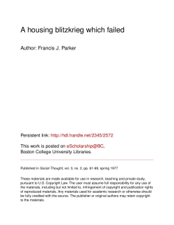 A housing blitzkrieg which failed - eScholarship@BC