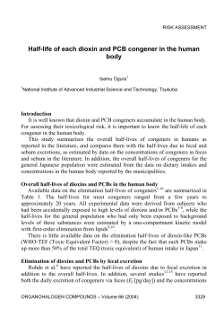 Half-life of each dioxin and PCB congener in the human body
