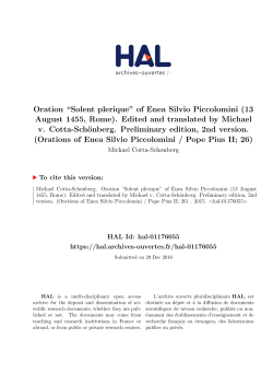 Oration ``Solent plerique`` of Enea Silvio Piccolomini (13