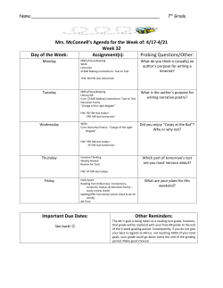Mrs. McConnell`s Agenda for the Week of