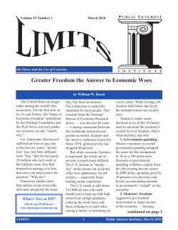 Greater Freedom the Answer to Economic Woes