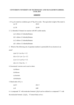 CUEE-2015 Chemistry Question Paper with Key.