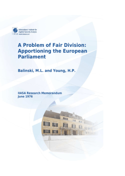 A Problem of Fair Division: Apportioning the European Parliament