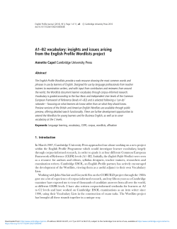A1&ndash;B2 vocabulary: insights and issues arising from the English