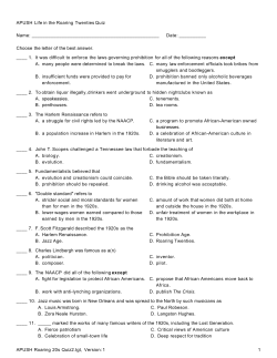 Roaring 1920s practice Quiz 2