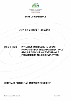 TERMS OF REFERENCE CIPC BID NUMBER: 21/2016/2017
