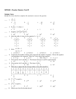 MPM2D - Practice Mastery Test #5