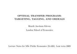 OPTIMAL TRANSFER PROGRAMS: TARGETING, TAGGING, AND