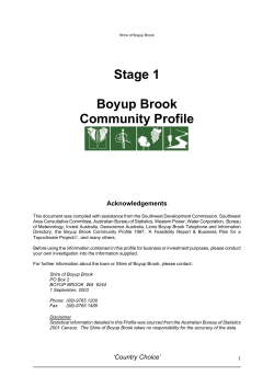 Stage 1 Boyup Brook Community Profile