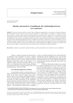Original Papers Identity and markers of adulthood: the
