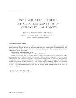 Intermolecular Forces: Introduction and types of