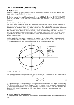 LAW II: THE AREA LAW (1609 and 1621) 1. Modern form A planet