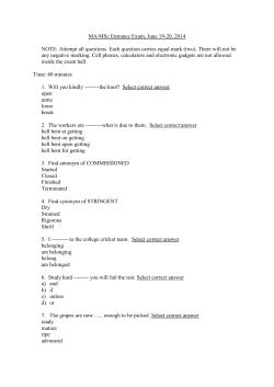 MA/MSc Entrance Exam, June 19-20, 2014 NOTE: Attempt all