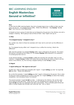 English Masterclass Gerund or infinitive?