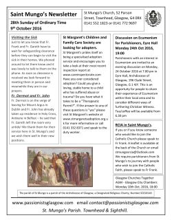 Saint Mungo`s Newsletter 28th Sunday of Ordinary Time 9th October