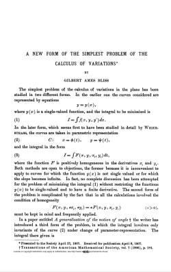 A NEW FORM OF THE SIMPLEST PROBLEM OF THE CALCULUS