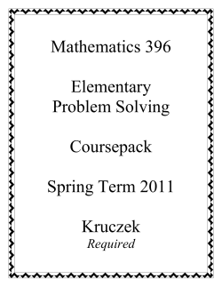 Mathematics 396 Elementary Problem Solving Coursepack Spring